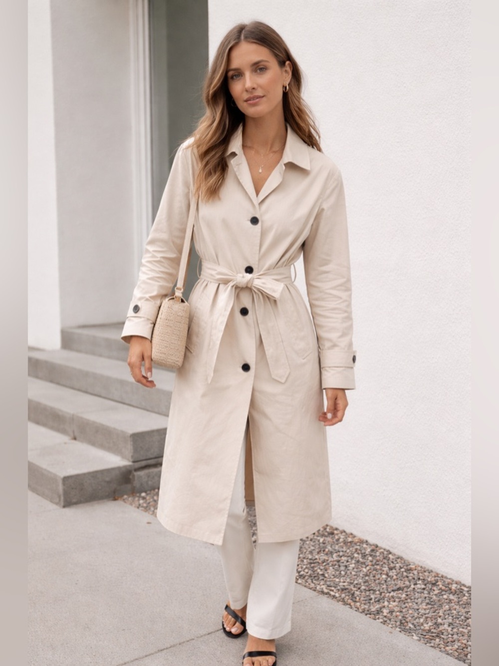 NWOT Minimal Belted Trench Coat | Size Small